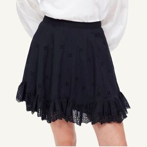 Madewell Black Eyelet Mini Skirt Cotton Voile Size 8